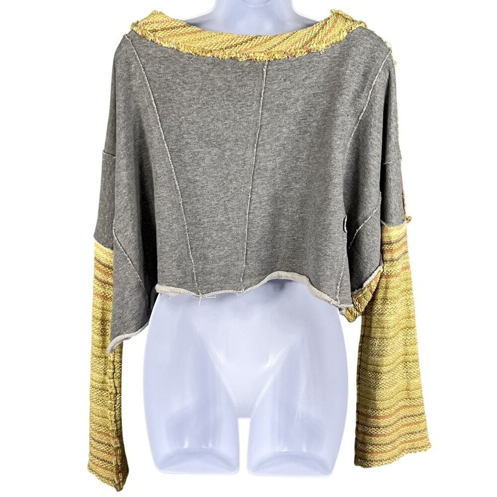Free People Womens S Catalina Pullover Cropped Sweatshirt Top Bell Sleeve Beachy - Picture 2 of 12